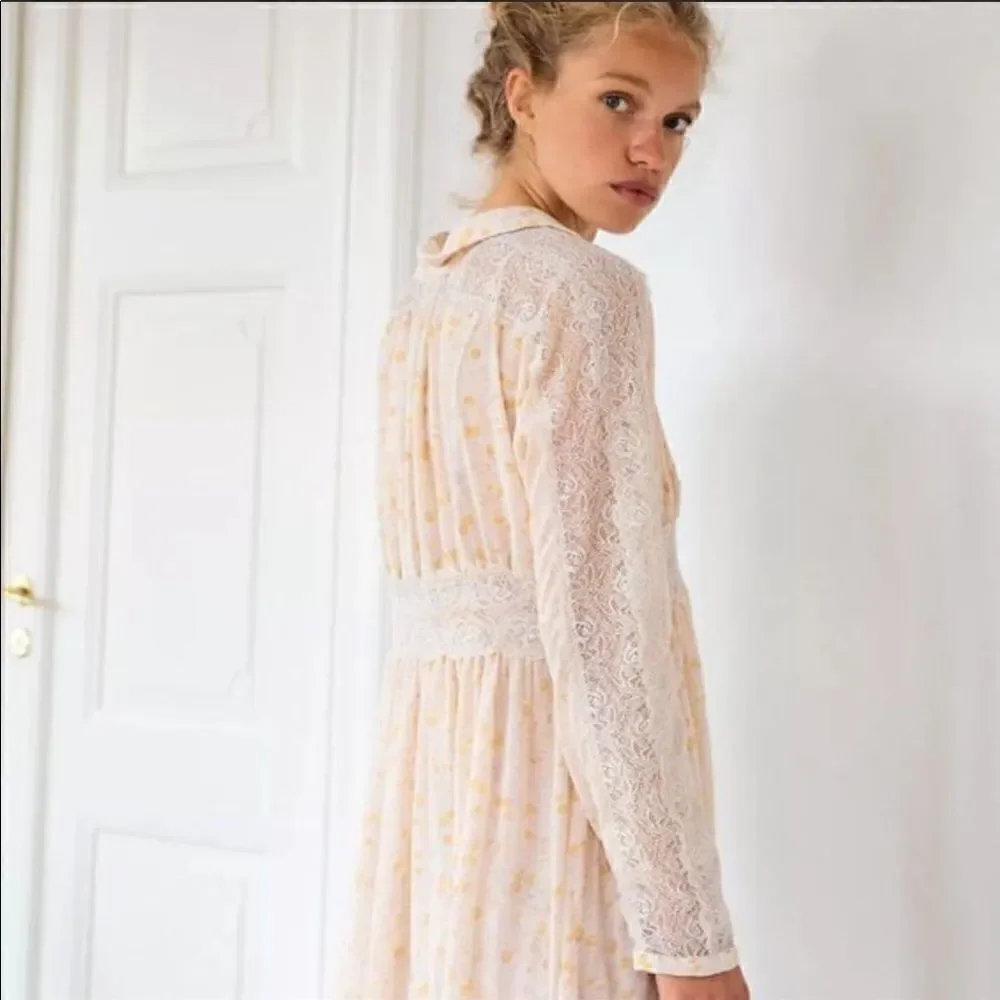 Free People Sheer Romance Mini Dress in Tea Combo Size XS